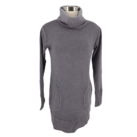 Athleta Eco Wash Tunic Shirt Dress Gray Long Sleeve Cowl Turtleneck Athletic XS - Picture 1 of 8